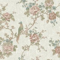 Обои Prima Italiana Ducale Винил на флизелине (1,06*10,05) Серый/Бежевый/Розовый, Цветы/Птицы арт-80206 — фото 1, Обои для стен