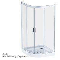 Душевой уголок AM.PM Gem Профиль матовый хром, стекло прозрачное арт-W90G-401-100WT — фото 8, Душевые уголки четверть круга