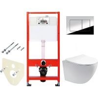 Комплект унитаза Aquatek Европа AQ1900-00 с инсталляцией Tece Profil 9400412 с сиденьем Микролифт и клавишей смыва Хром глянцевый арт-AQ1900-00+9400412 — фото 1, Комплекты унитаз + инсталляция