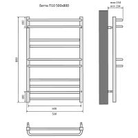 Водяной полотенцесушитель Aquatek Бетта П10 500x800 Черный муар арт-AQ KRC1080BL — фото 14, Водяные полотенцесушители