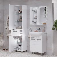 Зеркало со шкафом Volna Joli 50 L с подсветкой Белое арт-zsJOLI50.L-01 — фото 7, Зеркальные шкафы в ванную