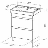Тумба с раковиной Orange Topline-Lyon 70 Белый глянец арт-TLNF70+RA — фото 3, Тумбы с раковиной
