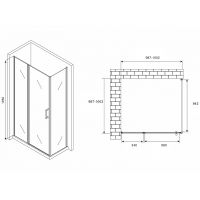 Душевой уголок Abber Sonnenstrand 100х100 профиль Хром стекло матовое арт-AG04100MS-S100M — фото 4, Квадратные душевые уголки