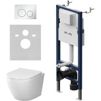 Комплект унитаза с инсталляцией AM.PM Like с сиденьем Микролифт и Белой глянцевой клавишей смыва арт-IS90101.801900 — фото 1, Комплекты унитаз + инсталляция