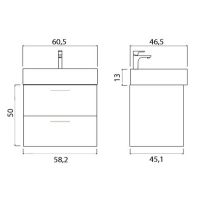 Тумба под раковину Creto Tivoli 60 подвесная Белая арт-8-1376W — фото 4, Тумбы под раковину