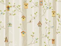 Фреска детская Ortograf Little Friends 34403 Фактура бархат FX Флизелин (4*3) Бежевый, Деревья/Птицы арт-34403 (бархат FX) — фото 2, Фрески