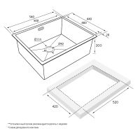 Кухонная мойка Paulmark Next 54 Uni Вороненая сталь арт-PM215444-GM — фото 3, Кухонные мойки