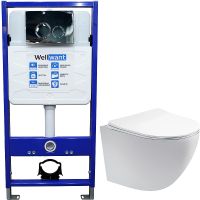 Комплект унитаза Aquatek Европа AQ1900-00 с инсталляцией WellWant Standart 50 WWISI1110B с сиденьем Микролифт и клавишей смыва Хром глянцевый арт-AQ1900-00+WWISI1110B — фото 1, Комплекты унитаз + инсталляция