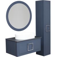 Зеркало La Fenice Terra 80 с подсветкой Синее матовое арт-FNC-02-TER-BG-80 — фото 2, Зеркала в ванную комнату