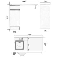 Тумба с раковиной Orange Sistema 100 L с бельевой корзиной Белая арт-STK-40TUW+RAL — фото 13, Тумбы с раковиной