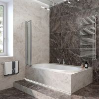 Шторка на ванну Veconi Palau 120 L профиль Хром стекло прозрачное арт-PL74L-120-01-19C4 — фото 4, Складные шторки для ванной