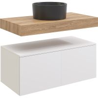 Тумба с раковиной STWORKI Ольборг 100 подвесная Белая матовая Дуб французский арт-487243 — фото 10, Тумбы с раковиной