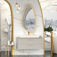 Тумба с раковиной Brevita Elche 100 подвесная Серый кашемир Золото арт-УТ000022433 — фото 6, Тумбы с раковиной