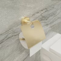 Держатель туалетной бумаги Fixsen Comfort Gold  с крышкой Золото-сатин арт-FX-87010 — фото 3, Держатели туалетной бумаги
