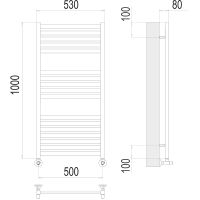 Водяной полотенцесушитель Terminus Тоскана П17 500х1000 Хром, нижнее подключение, G 1/2" ВР, с комплектом вентилей арт-4670078530875 — фото 4, Водяные полотенцесушители
