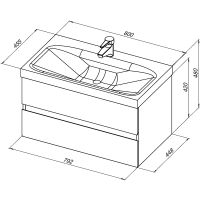 Тумба под раковину Aquanet Беркли 80 подвесная Белый Дуб рошелье арт-254290 — фото 8, Тумбы под раковину
