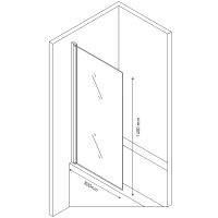 Шторка на ванну Berges River S 80х140 профиль Хром сильвер стекло прозрачное арт-062102 — фото 3, Шторки для ванной распашные