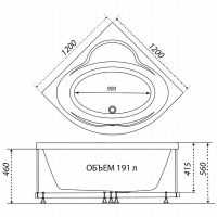 Акриловая ванна Triton 1ACReal Мартин 120х120 без гидромассажа арт-Щ0000045647 — фото 7, Акриловые ванны