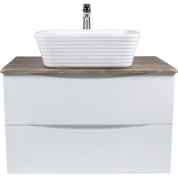 Тумба под раковину Bond Cube 80 подвесная Белая матовая Дуб арт-T09805 — фото 14, Тумбы под раковину