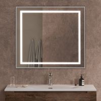 Зеркало BelBagno Kraft 90 с подсветкой Сатин с сенсорным выключателем арт-SPC-KRAFT-900-800-SENS-AL — фото 1, Зеркала в ванную комнату