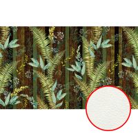 Фреска Ortograf Oasis 32716 Фактура флок FLK Флизелин (4,5*2,7) Зеленый/Коричневый, Листья/Полоса арт-32716 (флок FLK) — фото 1, Фрески