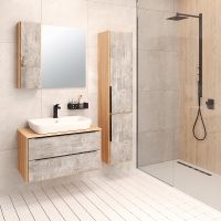 Шкаф пенал Runo Мальта 35 R подвесной Серый Дуб арт-00-00001096 — фото 4, Пеналы для ванной комнаты