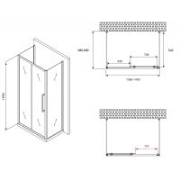 Душевой уголок Abber Schwarzer Diamant 140x60 профиль Хром стекло матовое арт-AG30140MH-S60M-S60M — фото 5, Прямоугольные душевые уголки