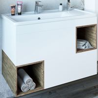 Тумба под раковину Sanflor Даллас 80 подвесная Белый матовый Дуб рустикальный арт-С04836 — фото 1, Тумбы под раковину