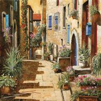 Фреска Ortograf Городской пейзаж живопись 11823 Фактура бархат FX Флизелин (2,7*2,7) Бежевый/Зеленый, Город/Цветы/Живопись арт-11823 (бархат FX) — фото 2, Фрески