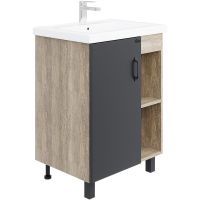 Тумба под раковину Onika Тимбер 60.01 Серый матовый Дуб сонома арт-106116 — фото 1, Тумбы под раковину