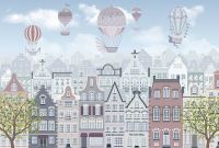 Фреска детская Ortograf Для самых маленьких 33693 Фактура флок FLK Флизелин (4*2,7) Разноцветный, Воздушные шары/Город арт-33693 (флок FLK) — фото 2, Фрески