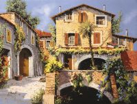 Фреска Ortograf Городской пейзаж живопись 11482 Фактура флок FLK Флизелин (3*2,3) Бежевый/Зеленый/Голубой, Город/Живопись арт-11482 (флок FLK) — фото 2, Фрески