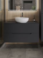 Тумба с раковиной Orange Line 100 подвесная Графит матовый арт-Li-100TugMDF+B07-420W — фото 2, Тумбы с раковиной