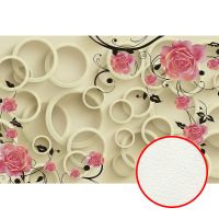 Фреска Ortograf 3D 30736 Фактура флок FLK Флизелин (4*2,7) Бежевый/Розовый, Цветы/Абстракция арт-30736 (флок FLK) — фото 1, Фрески