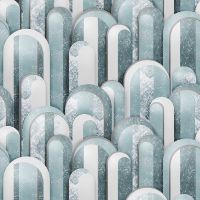 Панно Zambaiti Parati Trussardi VII Винил на флизелине (3*3) Бирюзовый/Серый, Абстракция арт-18975 — фото 1, Обои для стен