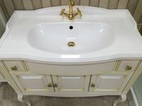 Тумба под раковину Opadiris Лаура 100 под мраморную столешницу Белая матовая с золотой патиной ручки Swarovski Хром арт-Z0000007090 — фото 7, Тумбы под раковину