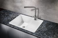 Кухонная мойка Milacio Navarra 65 Cuarzo / белая / искусственный камень / 65x21 /2x50 см / врезная / с крылом арт-MC.77062 — фото 4, Кухонные мойки