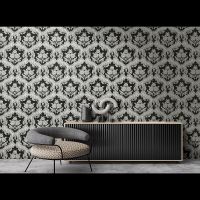 Обои Emiliana Parati Tekko New Винил на флизелине (1,06*10,05) Серебряный/Черный, Дамаск/Цветы арт-20023T — фото 2, Обои для стен