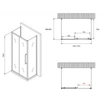 Душевой уголок Abber Schwarzer Diamant 150x60 профиль Хром стекло матовое арт-AG30150MH-S60M-S60M — фото 5, Прямоугольные душевые уголки