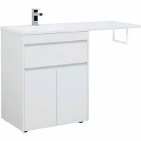 Тумба с раковиной Aquanet Токио 130 L Белая арт-239215 — фото 1, Тумбы с раковиной