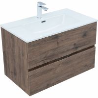 Тумба под раковину Aquanet Алвита New 80 подвесная Дуб веллингтон табак арт-334186 — фото 2, Тумбы под раковину