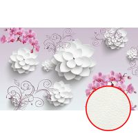 Фреска Ortograf 3D 33082 Фактура флок FLK Флизелин (4,5*2,7) Сиреневый/Белый/Розовый, Цветы/Абстракция арт-33082 (флок FLK) — фото 1, Фрески