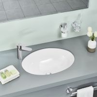 Товар: Раковина Grohe Bau Ceramic 56 Белая арт-39423000 - фото 3 Раковина Grohe Bau Ceramic 56 Белая арт-39423000 — фото 3, Раковины встраиваемые снизу