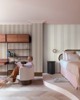 Обои Grandeco Atmosphere Винил на флизелине (0,53*10,05) Зеленый/Бежевый, Полоса/Рогожка арт-AT4032 — фото 3, Обои для стен