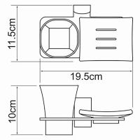Стакан для зубных щеток с мыльницей WasserKRAFT Leine Хром арт-K-5026 — фото 3, Стаканы для зубных щеток