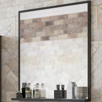 Зеркало Sanflor Норд 80 Белое матовое Черный муар арт-С04607 — фото 1, Зеркала в ванную комнату