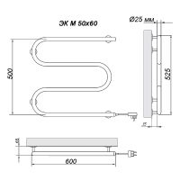 Электрический полотенцесушитель Ника Simple М-обр. 50/60 Хром арт-М 50/60 каб — фото 2, Электрические полотенцесушители