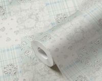 Обои AS Creation Maison Charme Винил на флизелине (0,53*10,05) Белый/Бирюзовый/Серый, Геометрия/Клетка/Цветы арт-39066-4 — фото 4, Обои для стен