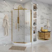 Душевой уголок Niagara Nova 90x90 NG-6405-08 GOLD профиль Желтое золото стекло прозрачное арт-64050811GOLD — фото 1, Душевые уголки трапеция