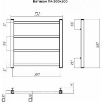 Водяной полотенцесушитель Terminus Ватикан П4 500x500 Хром, нижнее подключение, G 1/2" ВР арт-4670078543998 — фото 4, Водяные полотенцесушители